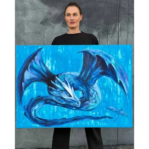 Artist NIKOL with the work "Blue Dragon" from the Project "Dragons"