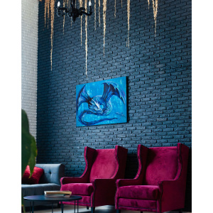 Oil painting - Blue Dragon in the interior