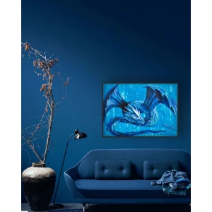 Oil painting - Blue Dragon in the interior