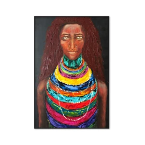 Oil Painting "Don't Come Any Closer" by NEKOL - Portrait of an Indian Woman from Women of the World Collection, 60x90cm