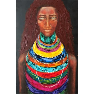 Oil Painting "Don't Come Any Closer" by NEKOL - Portrait of an Indian Woman from Women of the World Collection, 60x90cm