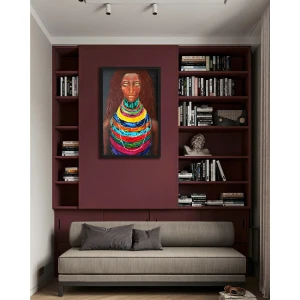 Oil Painting "Don't Come Any Closer" by NEKOL - Portrait of an Indian Woman from Women of the World Collection, 60x90cm