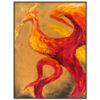 Oil painting of a red and gold dragon in expressionist style on a stretched canvas, inspired by Eastern European folklore.