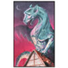 Twilight Sentinel - Hand-painted oil painting on stretched canvas featuring a majestic dragon and gothic gargoyle-inspired artwork, perfect for dragon zodiac and mythical art lovers.