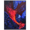 Fiery dragon painting featuring a majestic fire dragon in bold red and orange tones against a dark blue background. A symbolic oil painting on canvas, inspired by dragon astrology and the dragon zodiac.
