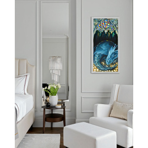 An example of placing an Oil Painting on Canvas in an interior - Guardian – Original Sleeping Dragon