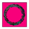 Original abstract oil painting on canvas by artist Nekol, featuring a textured circular form in green and black against a bold magenta background.