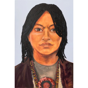 Portrait of a man with traditional attire, oil painting on canvas, Whisper of the Earth by Nekol.