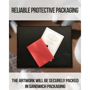 An example of packing a painting 'Elegance' when shipping. All corners of the painting are securely preserved.