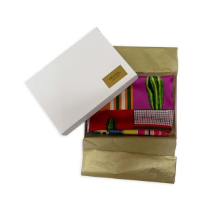 “Jardin du Désert” Silk Satin Scarf by Nekol – Artistic Cactus Design