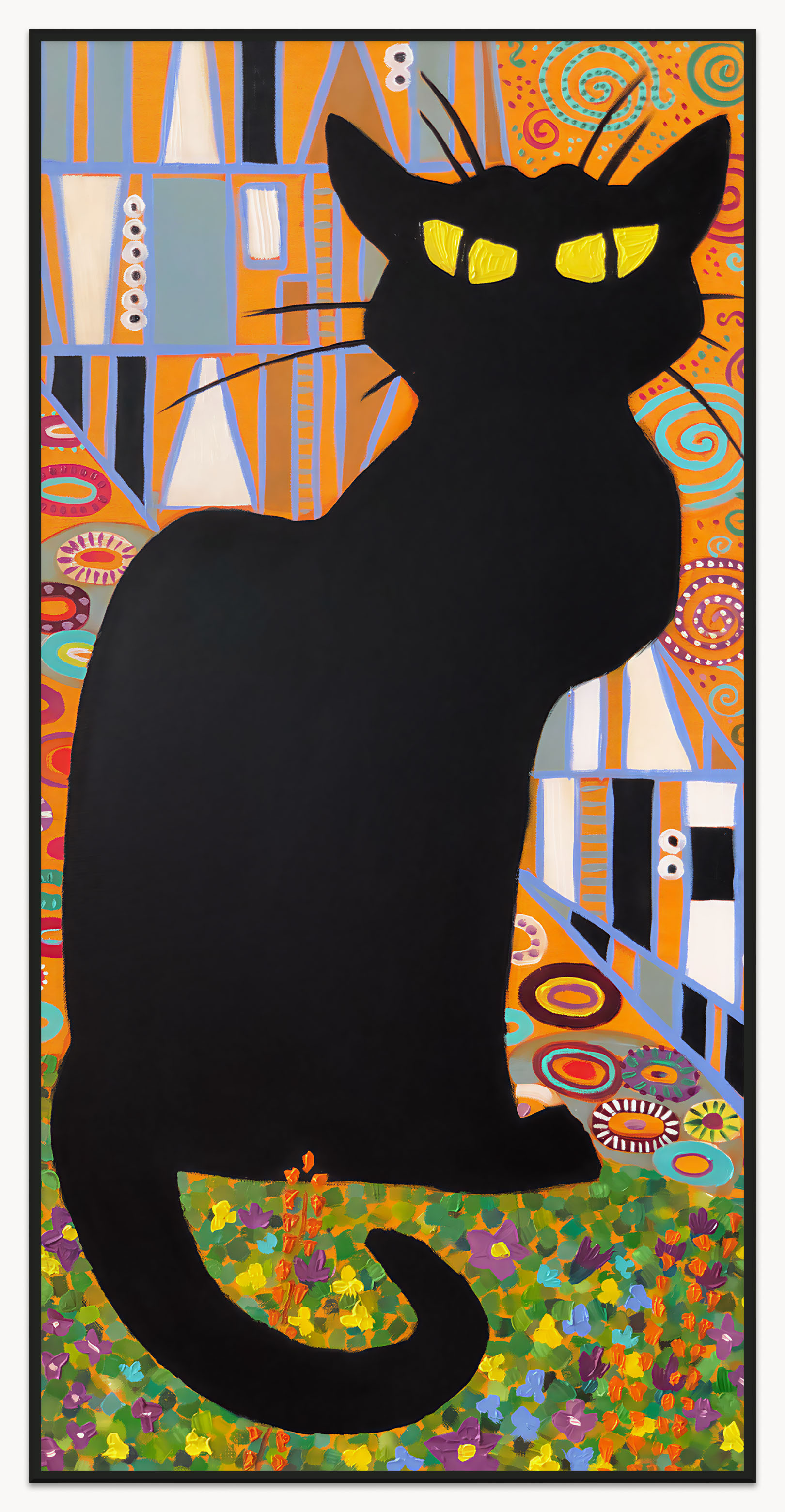 Chat Noir oil painting black cat montmartre paris art