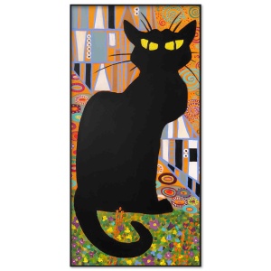 chat noir oil painting black cat montmartre paris art