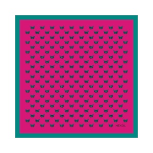 Luxury designer scarf “Papillon de Minuit” by artist Nekol, silky satin, wearable art accessory.