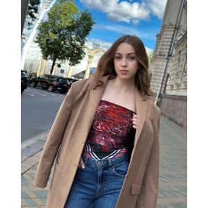 Silk scarf with vivid red abstract floral design from Bloom of Scarlet Winds by Nekol.