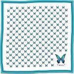 Blue butterfly silk scarf with azure butterfly pattern on white background