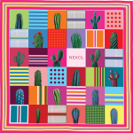 “Jardin du Désert” Silk Satin Scarf by Nekol – Artistic Cactus Design