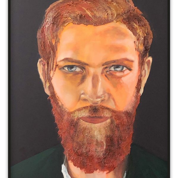 Preview Image: Expressive oil portrait of an Irish man with red beard by artist Nekol, titled “Red Flame”, 28x35 inch