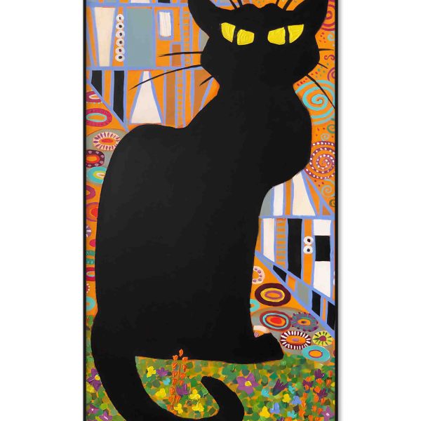 chat noir oil painting black cat montmartre paris art
